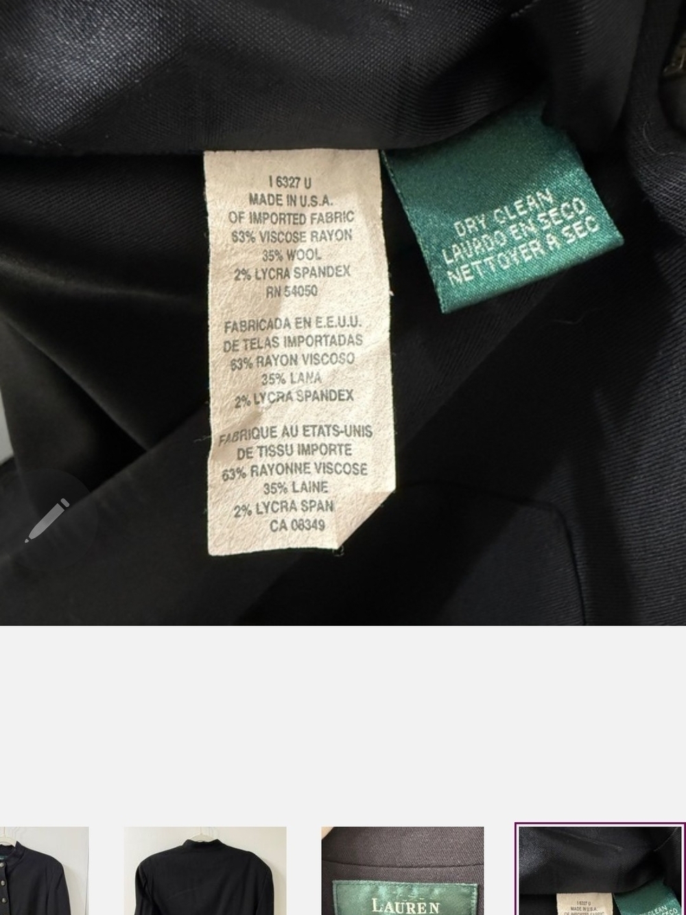 VINTAGE Ralph Lauren Navy Blue Military Style Blazer Jacket Gold Buttons Preppy - Picture 5 of 7